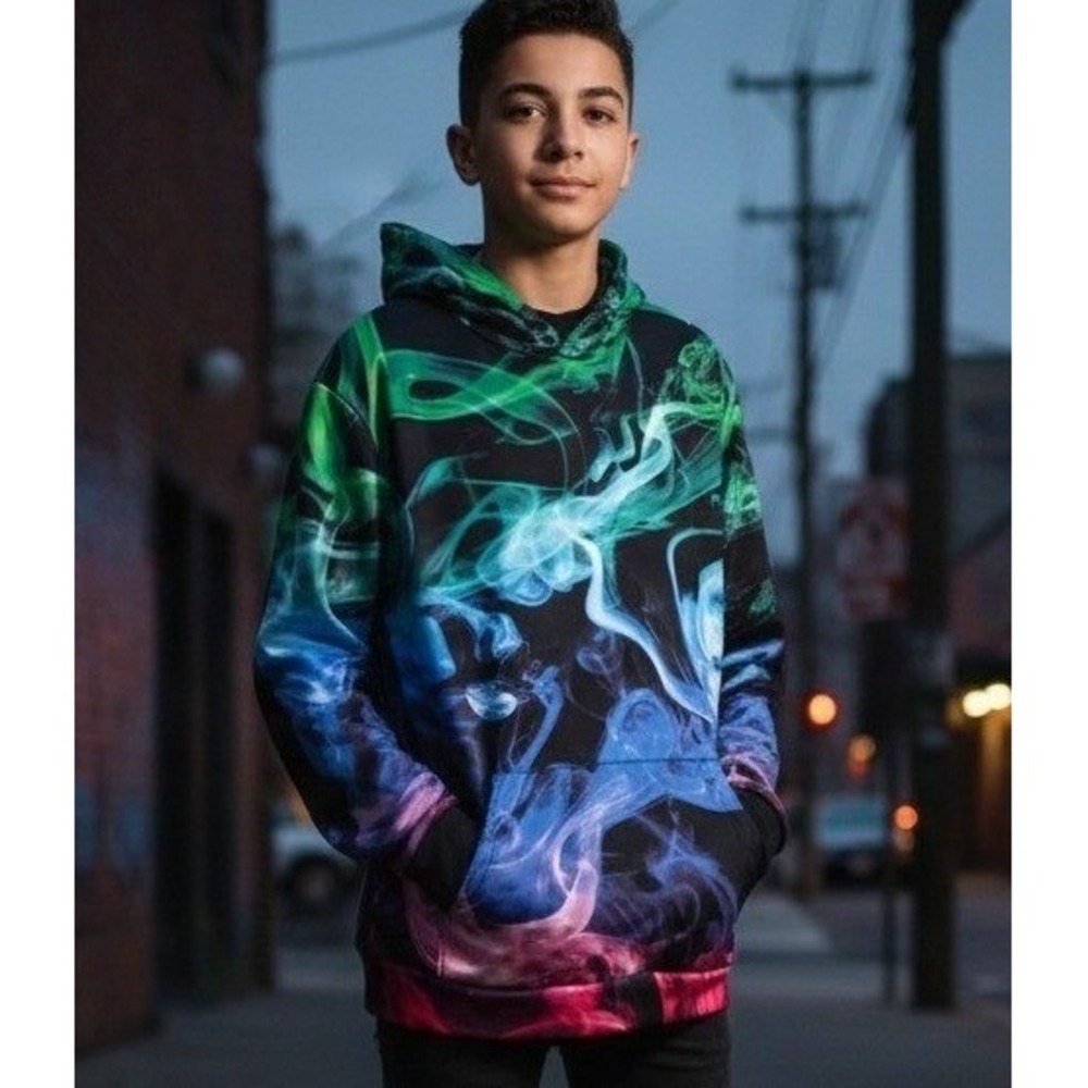 Funnycokid Sweatshirt Hoodie Unisex Kids Swirl 3D Printed Pullover Colorful XL